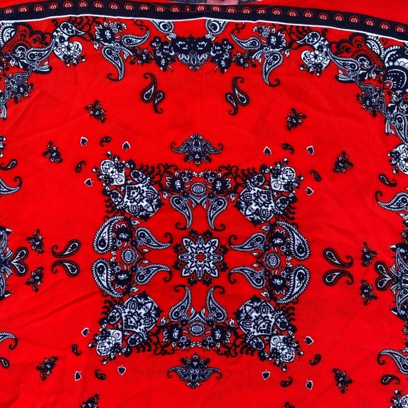 Melissa Paige petite bandana blouse red short sleeve with side tie sz PM - Picture 5 of 8